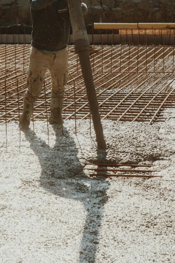 Freshly poured concrete slab